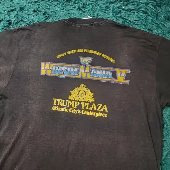 Vintage WrestleMania V Tee 1989 WWF Mega Powers Thin Single Stitch USA - Picture 6 of 7